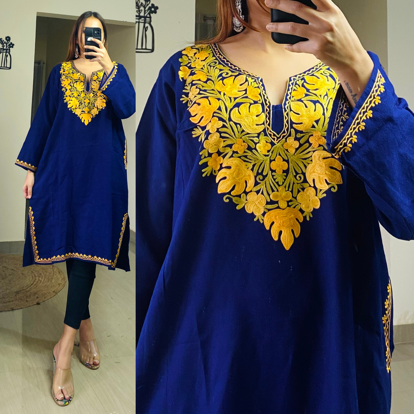 Gauhar Woollen Kashmiri Kurti-Navy Blue