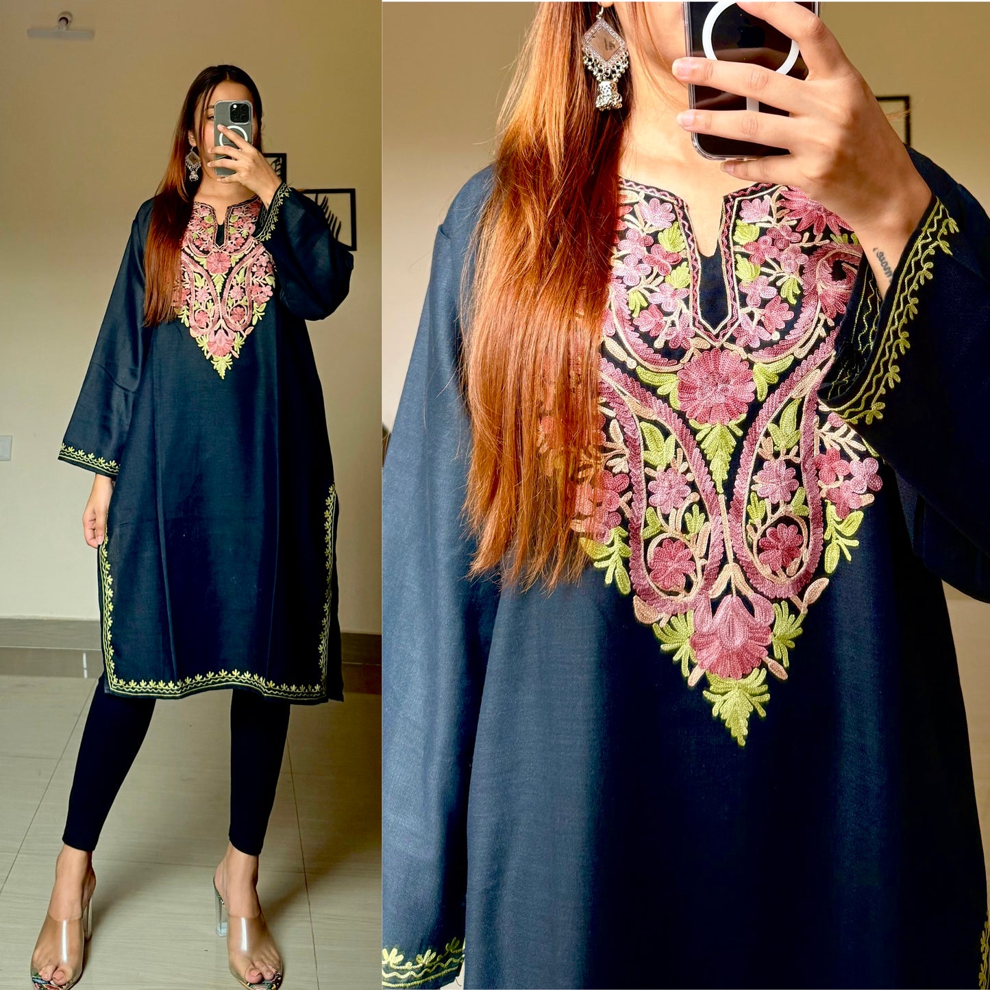 Sufiyana Kashmiri Kurti- Black