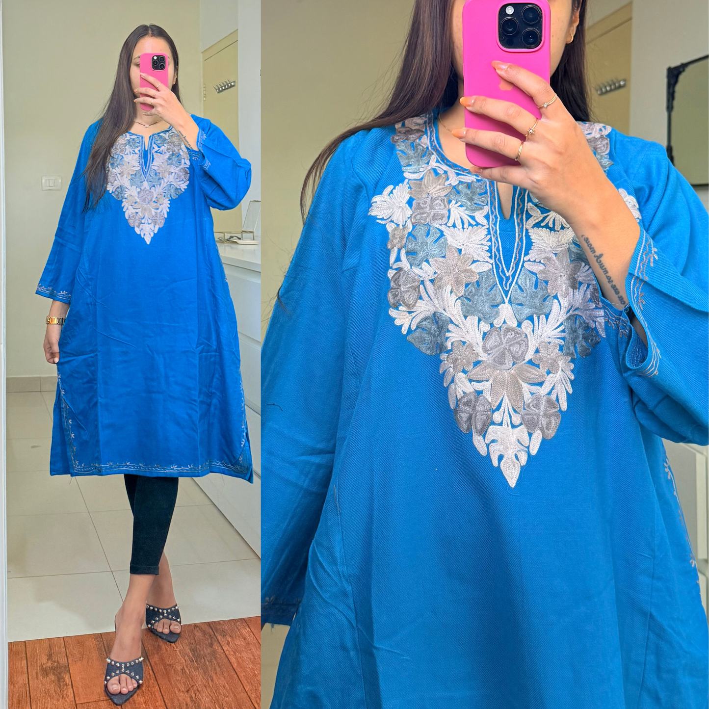 Noori Woollen Kashmiri Pheran-Blue