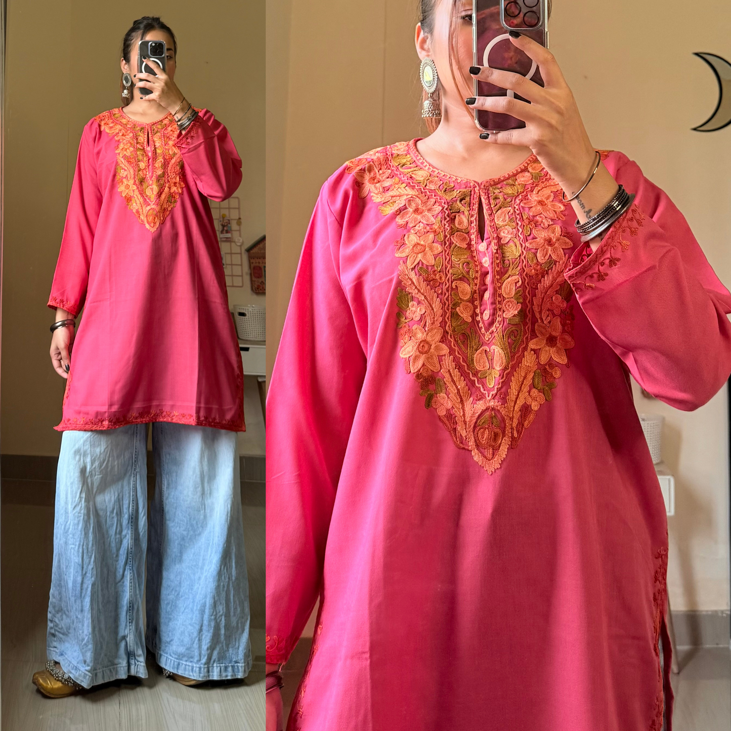 Sufiyana Kashmiri Kurti- Pink