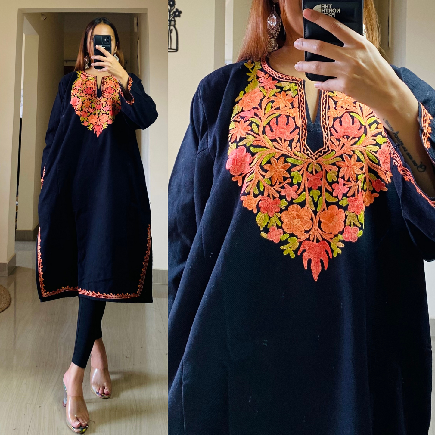 Noori Woolen Kashmiri Pheran- Black