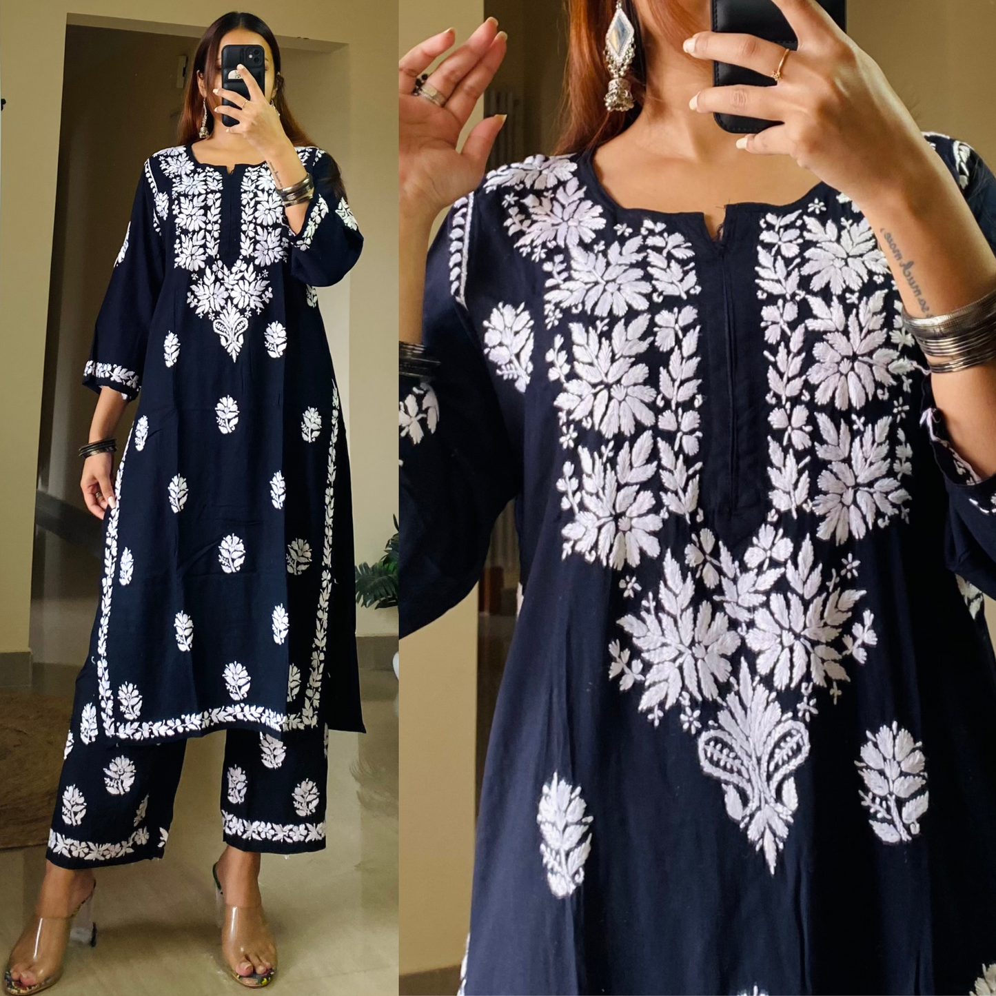 Nysha Chikankari Set-Black