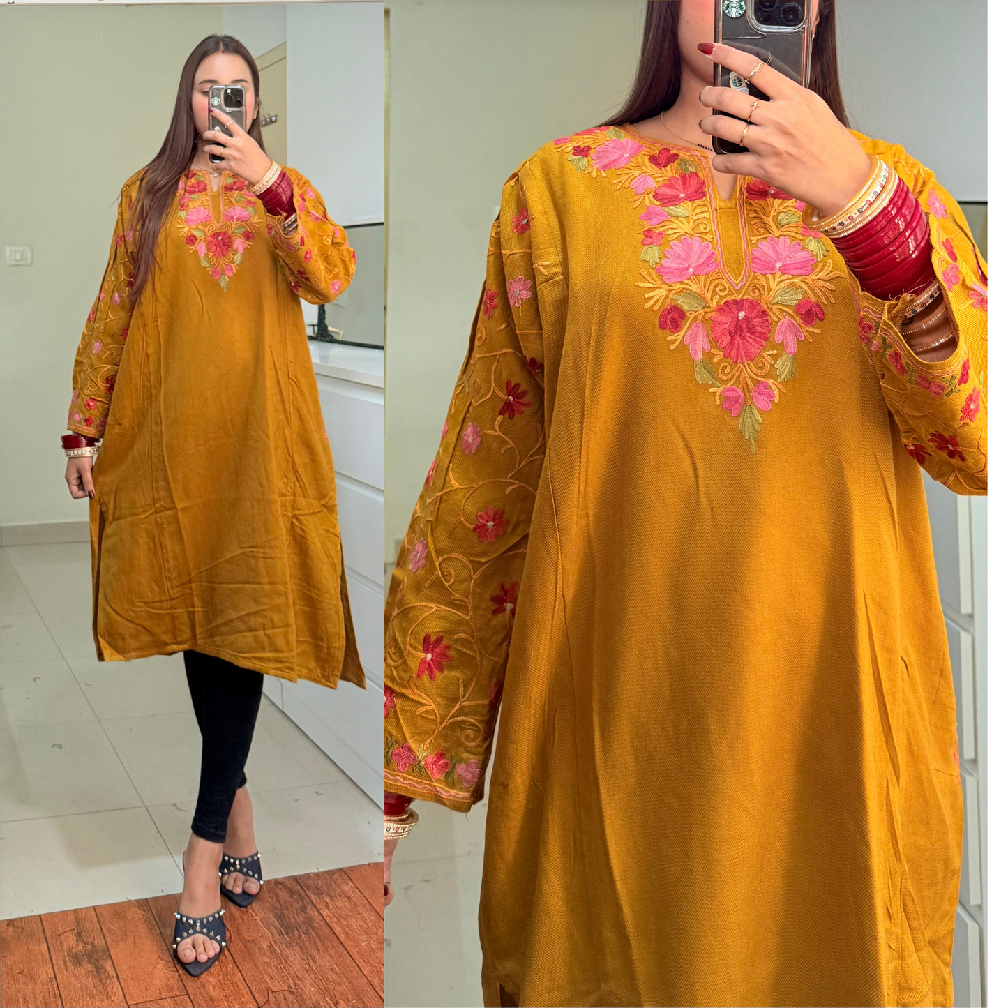 Fitoor Woolen Kashmiri Pheran- Mustard Yellow