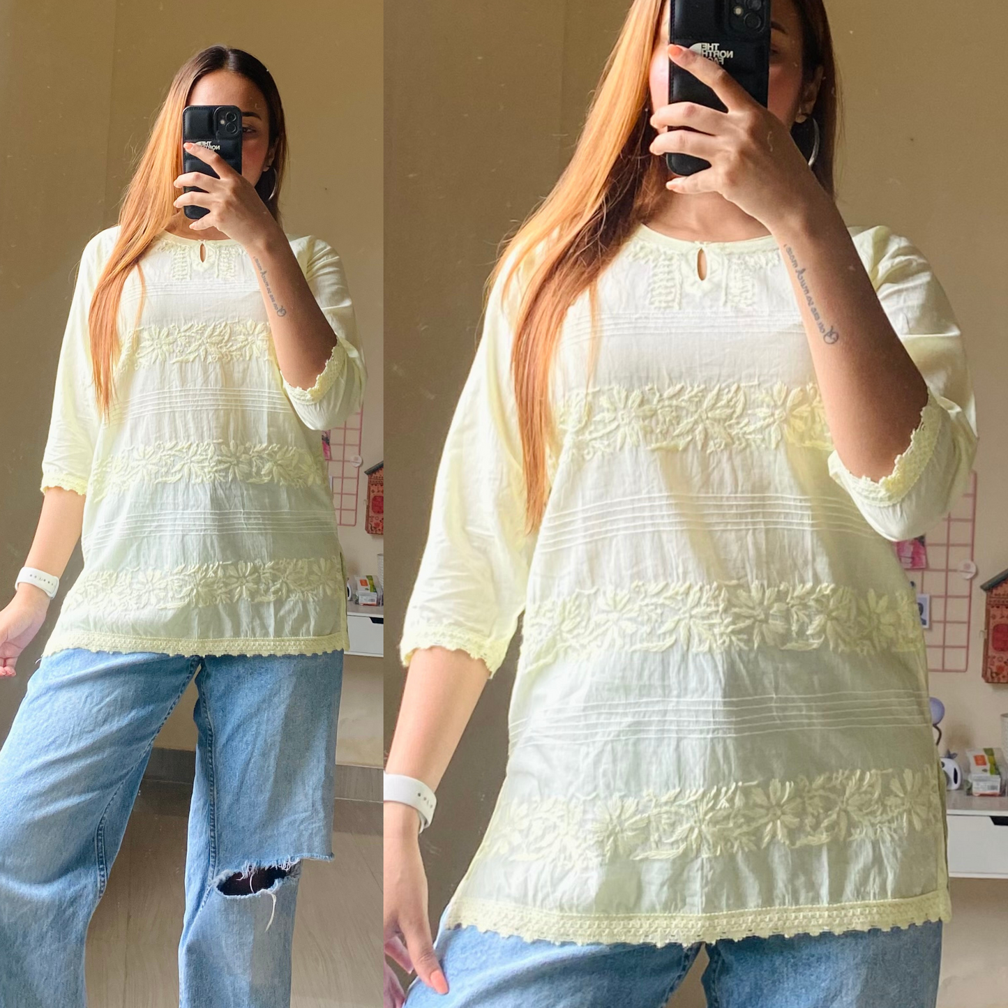 Tina Pastel Cotton Chikankari Top