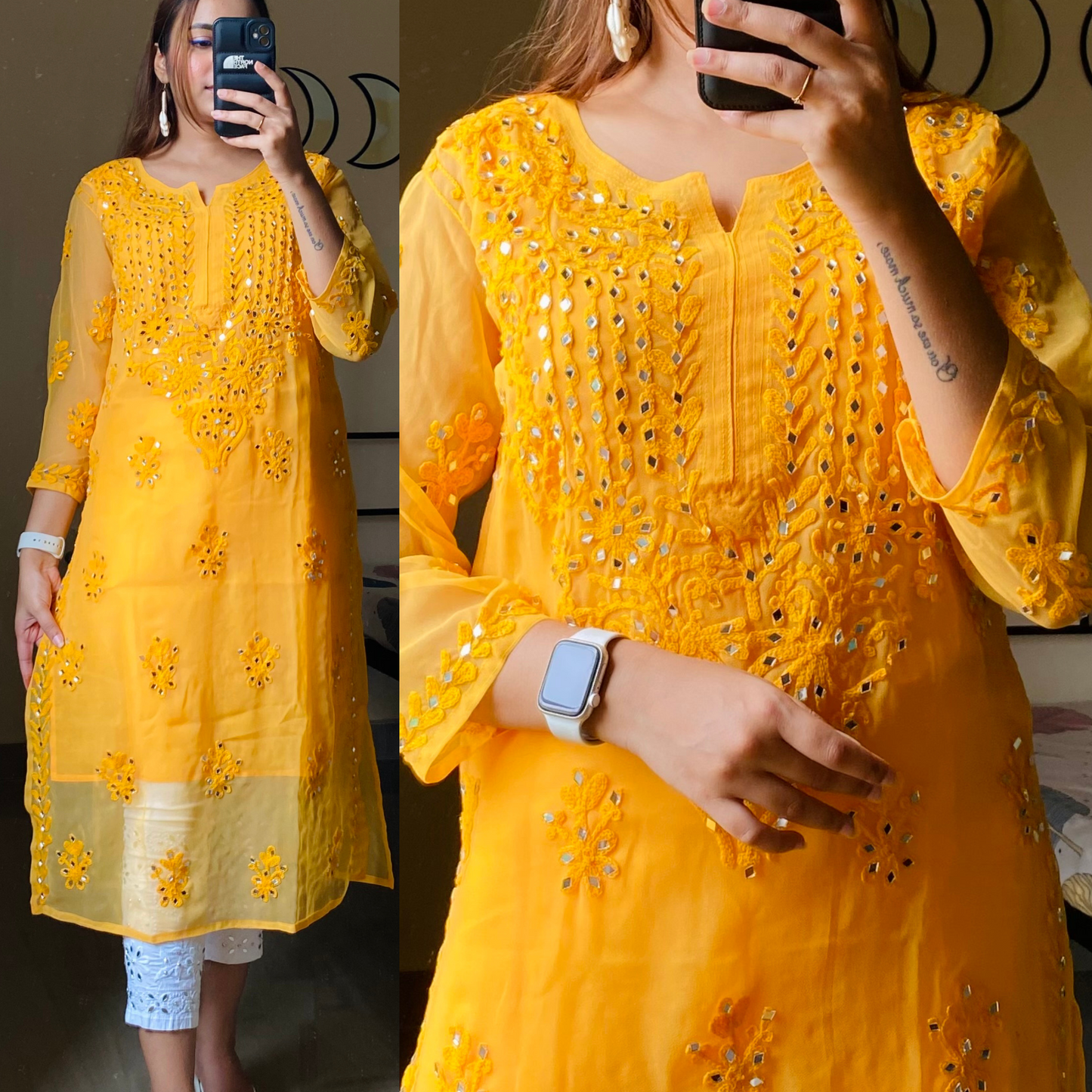 Aari Kurti with Mirror work