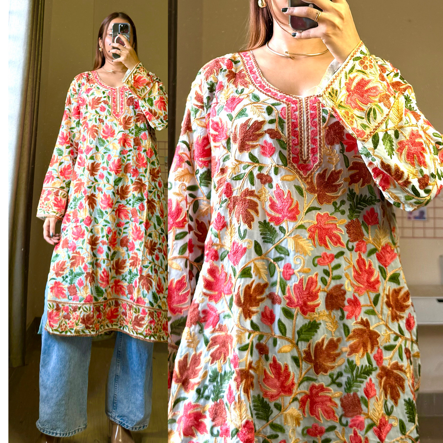 Kasish Kashmiri Aari Kurti Long