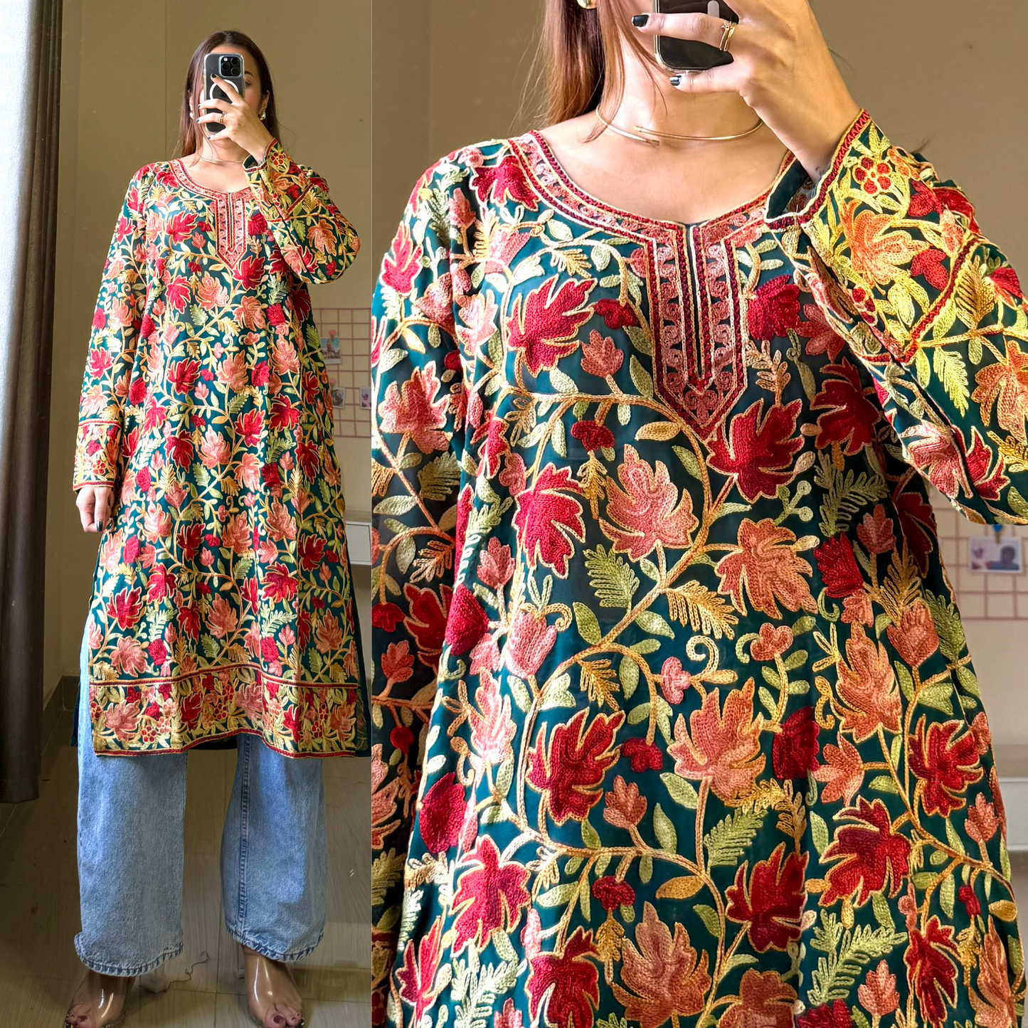 Kasish Kashmiri Aari Kurti Long