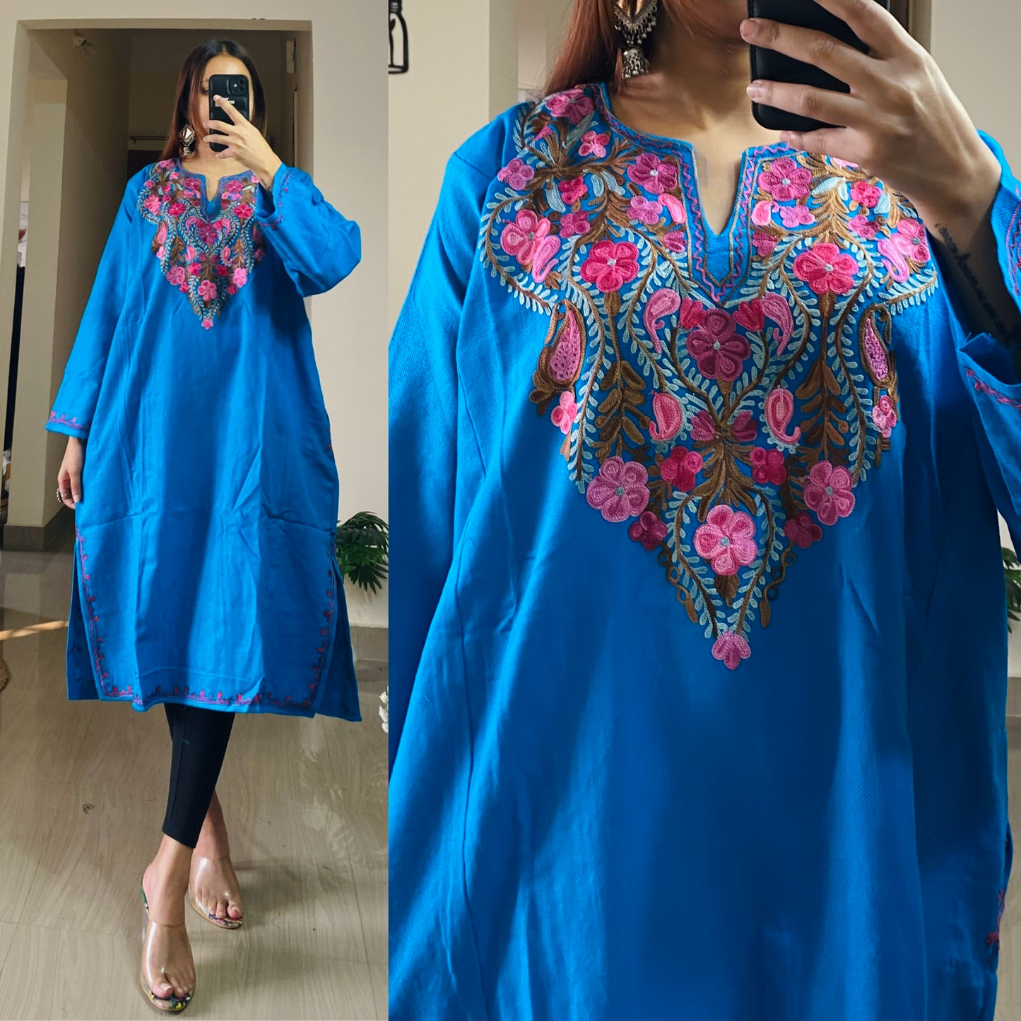 Noori Woolen Kashmiri Pheran-Blue