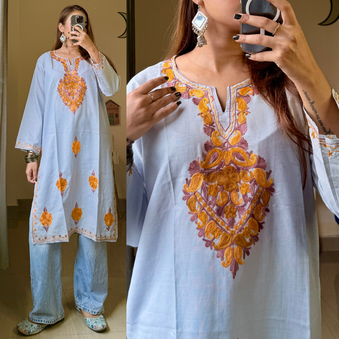 Sufiyana Kashmiri Ruby Cotton Kurti