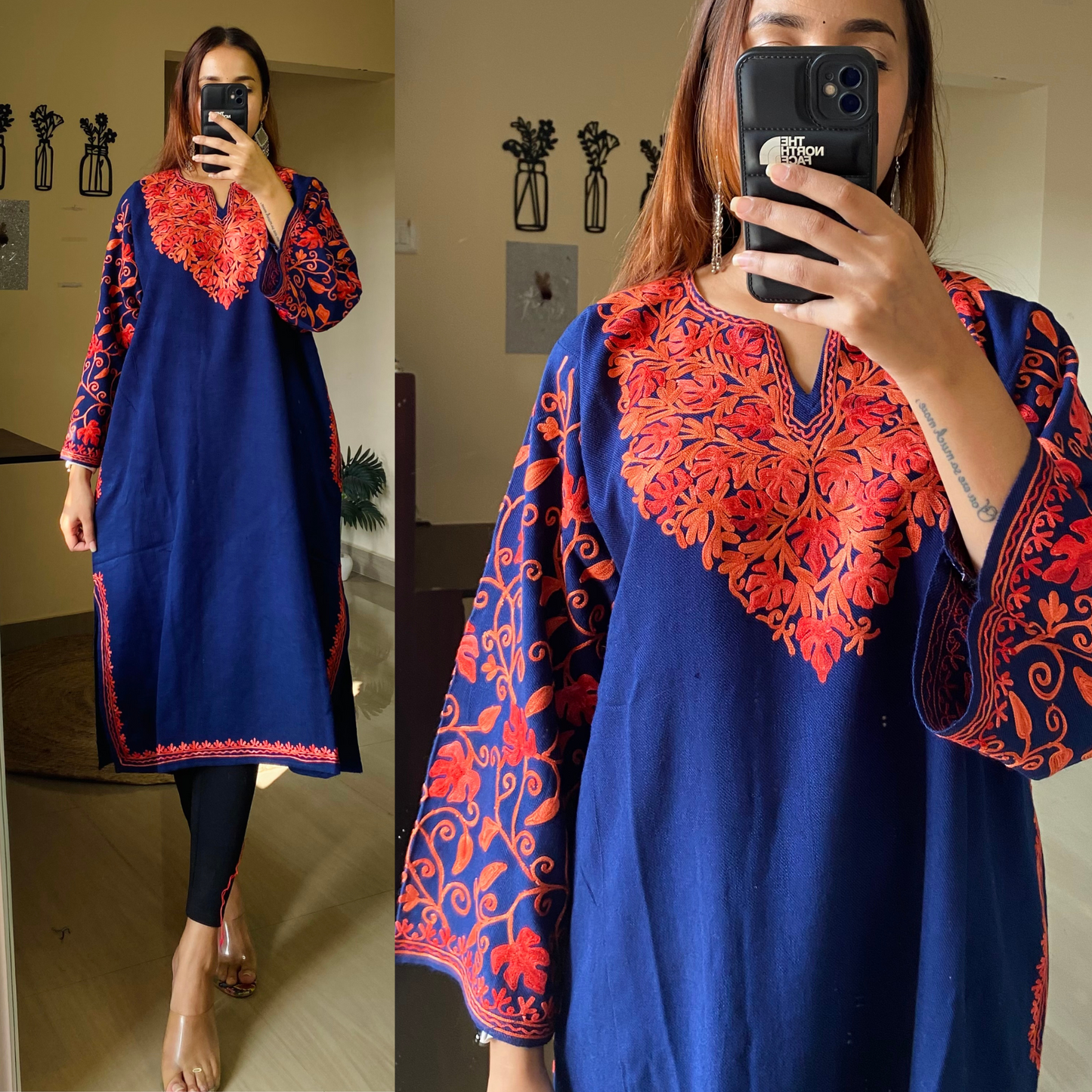 Fitoor Woollen Kashmiri Pheran-Navy Blue