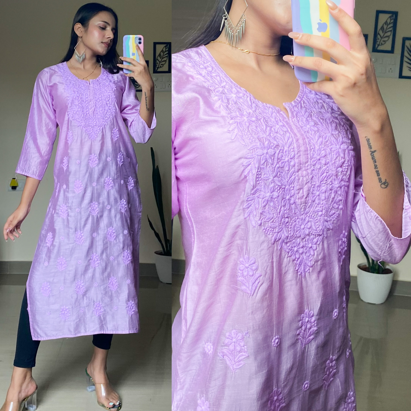 Chanderi Kurti-Lilac