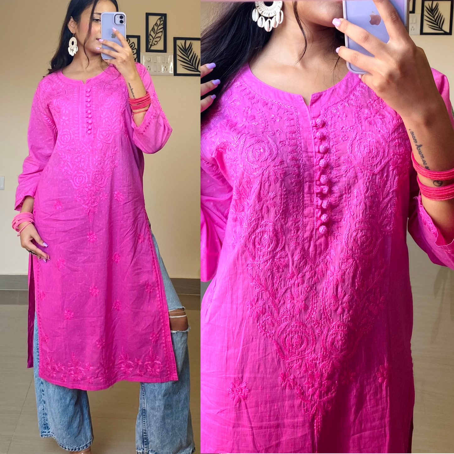 Elahi Dobby Cotton Chikankari Kurti