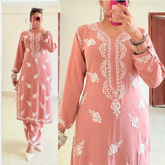 Roop Chikankari Set-Blush Pink