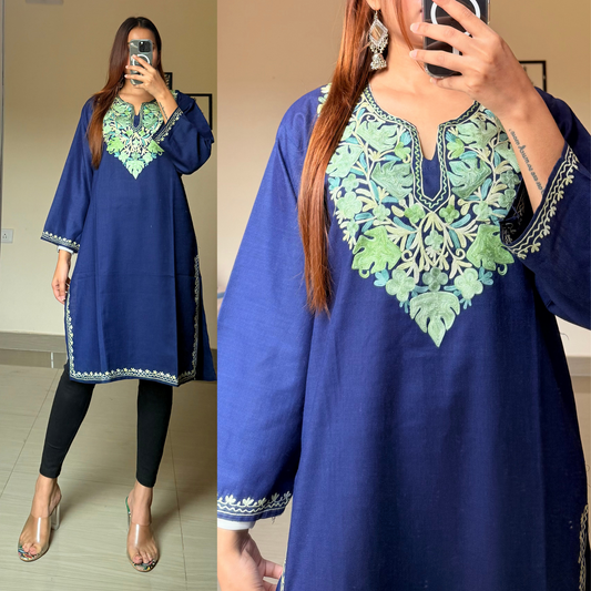 Sufiyana Kashmiri Kurti- Navy Blue