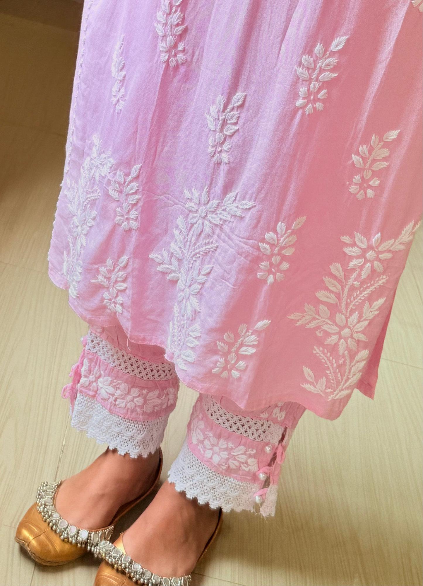 Meher Afghani Chikankari Set-Pink