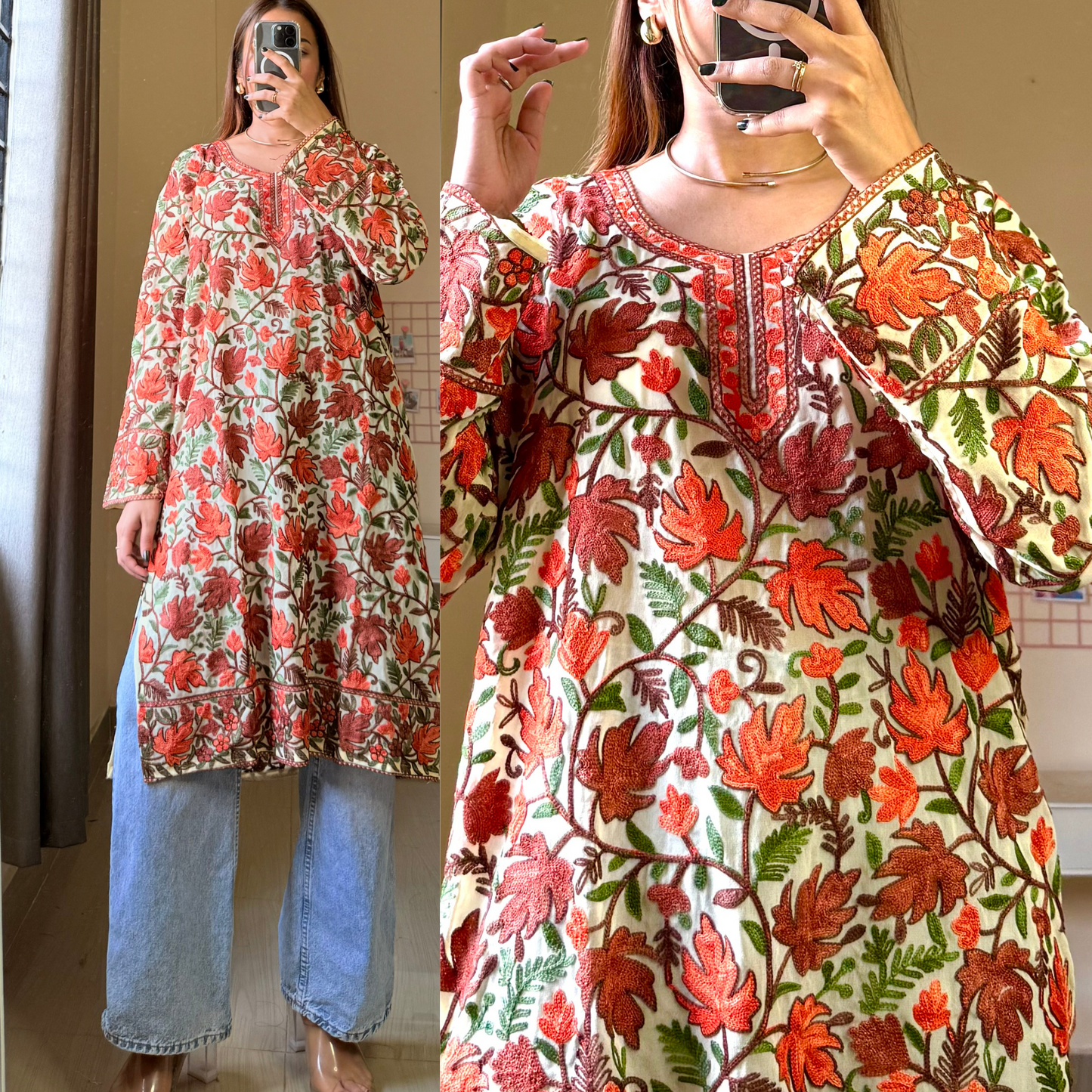 Kasish Kashmiri Aari Kurti Long