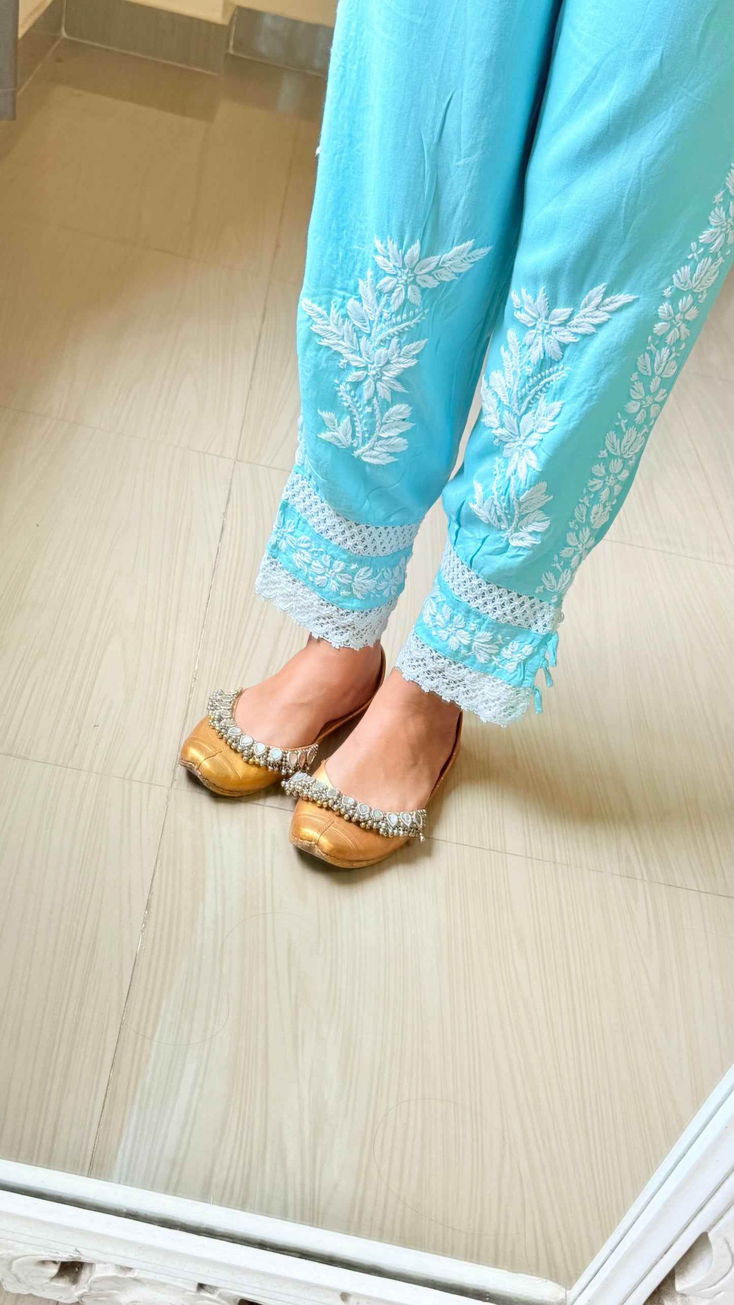 Meher Afghani Chikankari Set-Blue