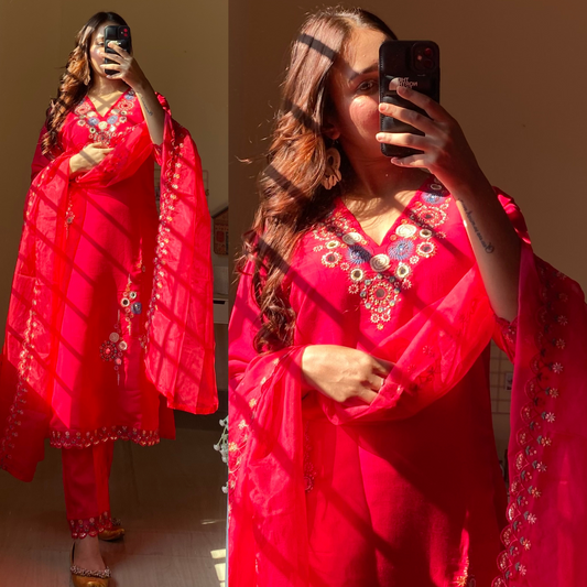 Arani Three Piece Set- Raspberry