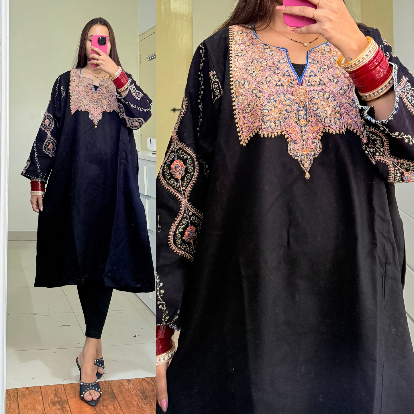 Fitoor Woollen Kashmiri Pheran- Black