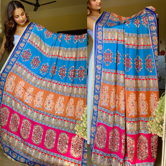 Mirror Work Dupatta-Surajmukhi