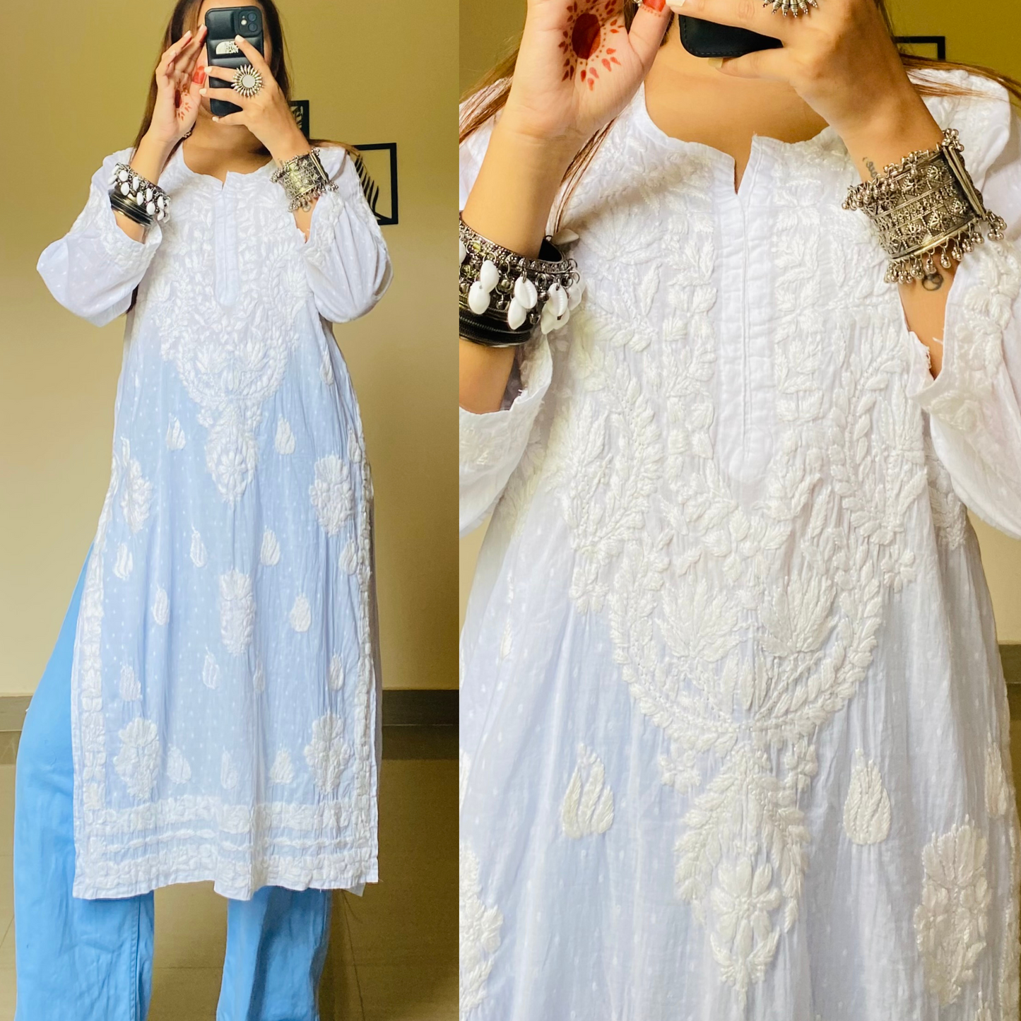 Elahi Dobby Cotton Chikankari Kurti