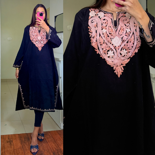 Woollen Kashmiri Pheran- Black