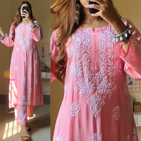 Nysha Chikankari Set-Baby Pink