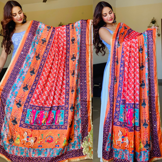 Rani Mirror Work Dupatta