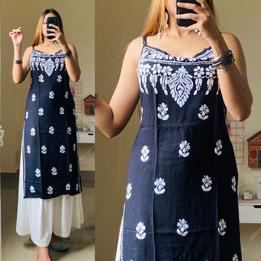 Palak Noodle Chikankari Kurti