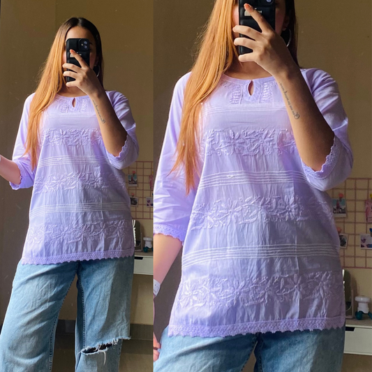 Tina Pastel Cotton Chikankari Top