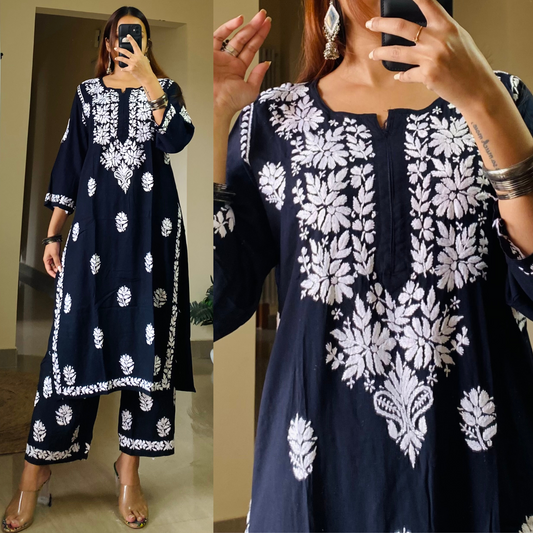 Nysha Chikankari Set-Black