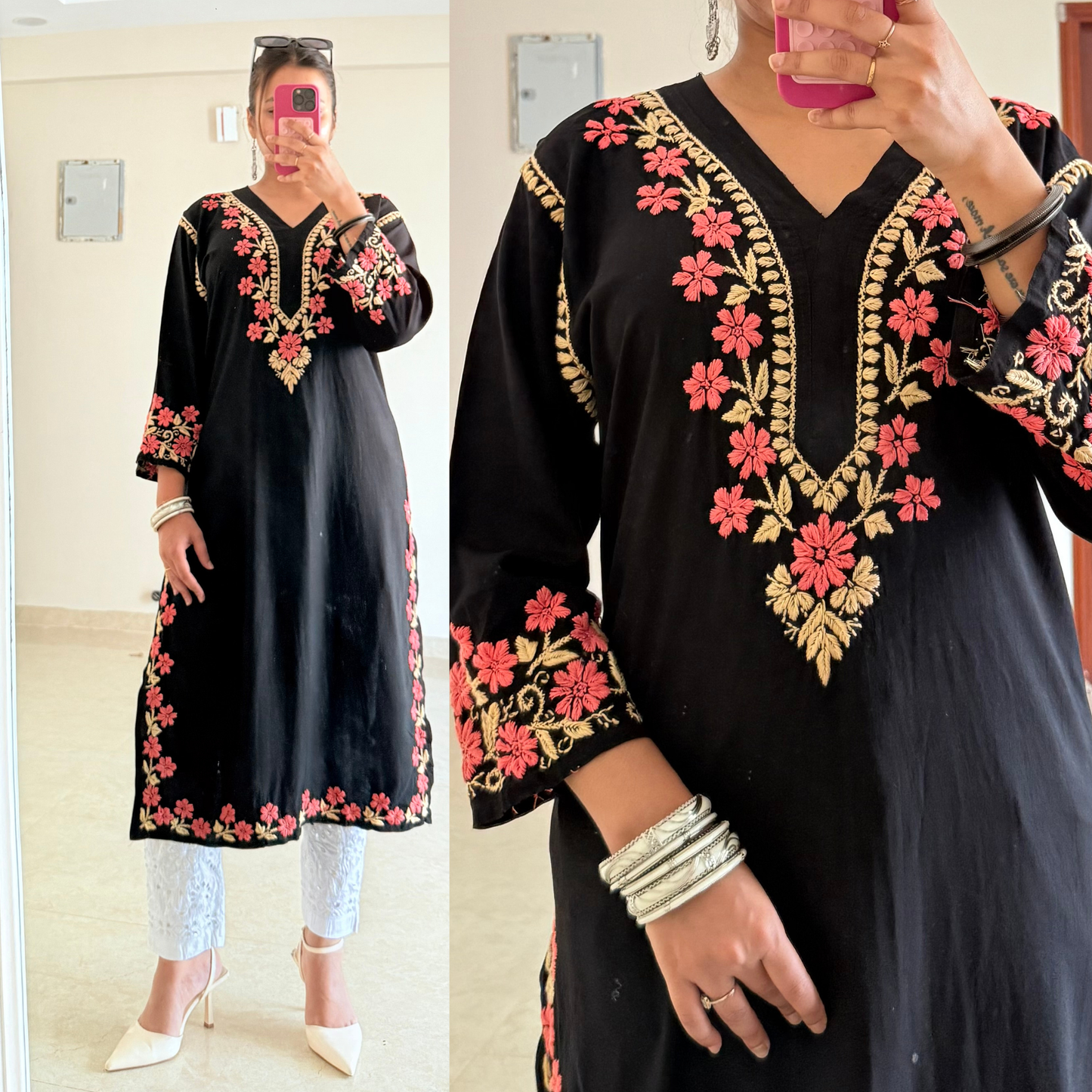 Masakali Chikankari Kurti-Multi thread