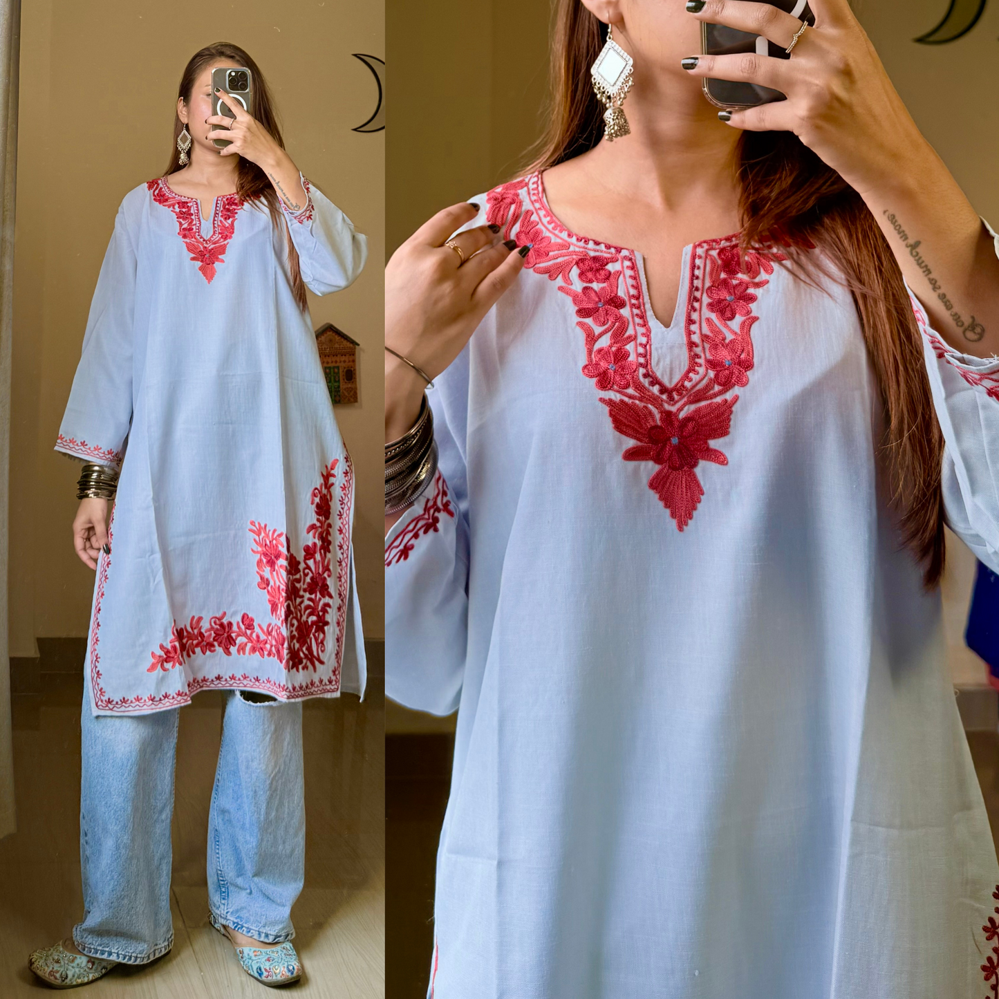 Sufiyana Kashmiri Ruby Cotton Kurti