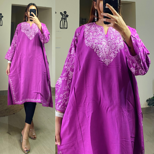 Fitoor Woollen Kashmiri Pheran- Purple