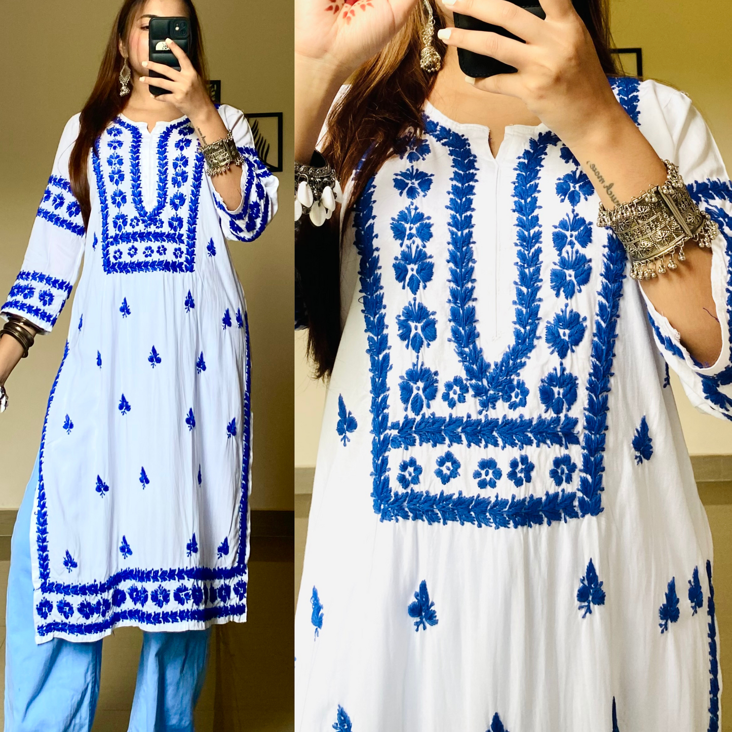 Safed Modal Chikankari Kurti