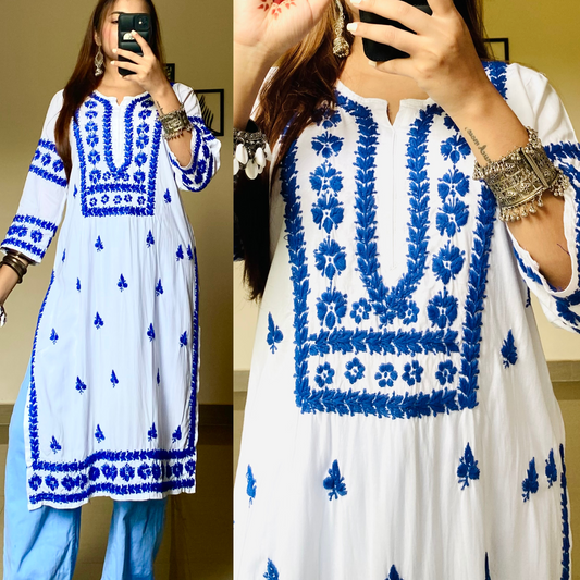 Safed Modal Chikankari Kurti