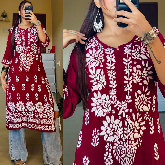 Luv Modal Chikankari Kurti