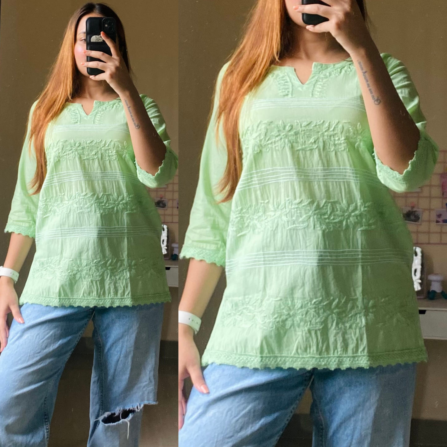 Tina Pastel Cotton Chikankari Top