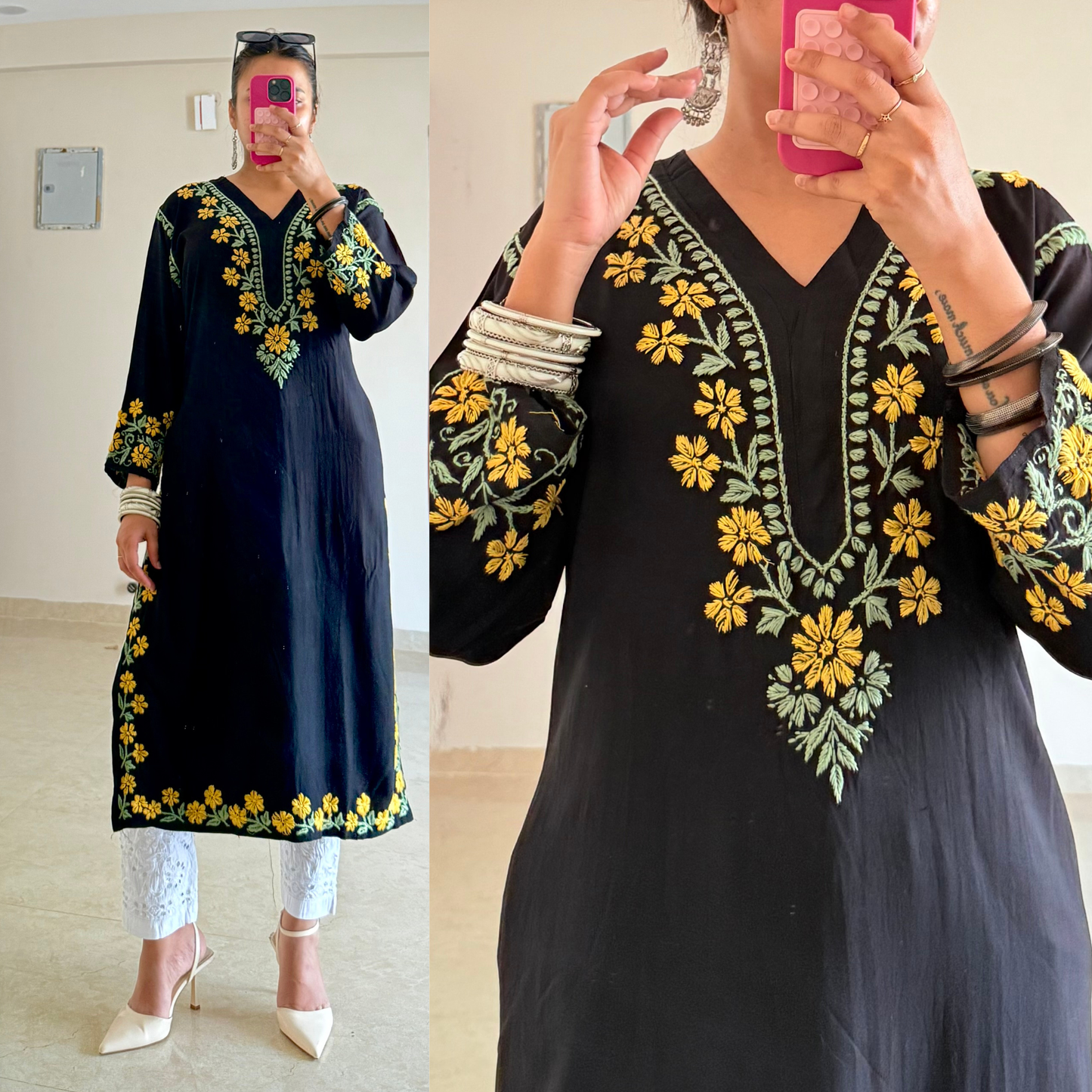 Masakali Chikankari Kurti-Multi thread