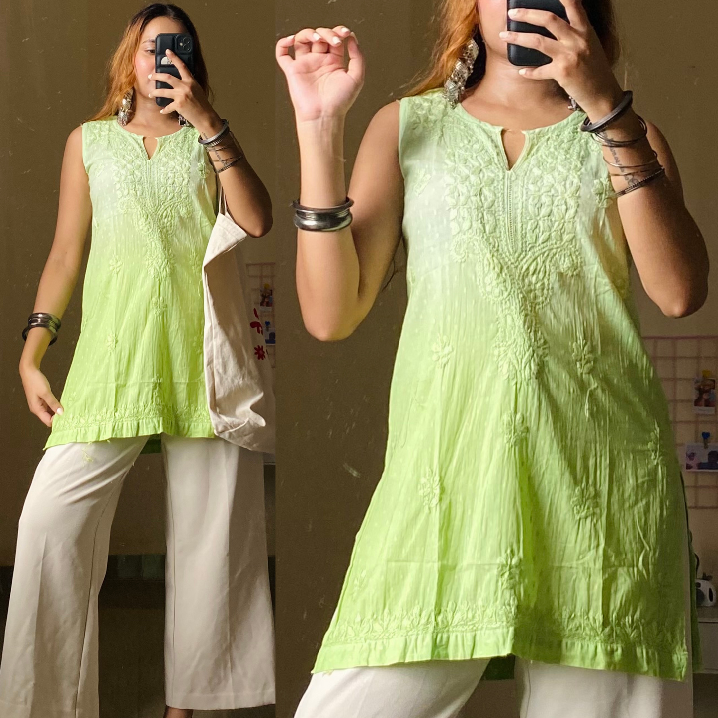 Arya Dobby Cotton Sleeveless Chikankari