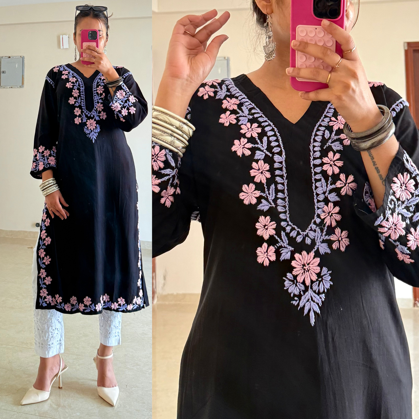 Masakali Chikankari Kurti-Multi thread