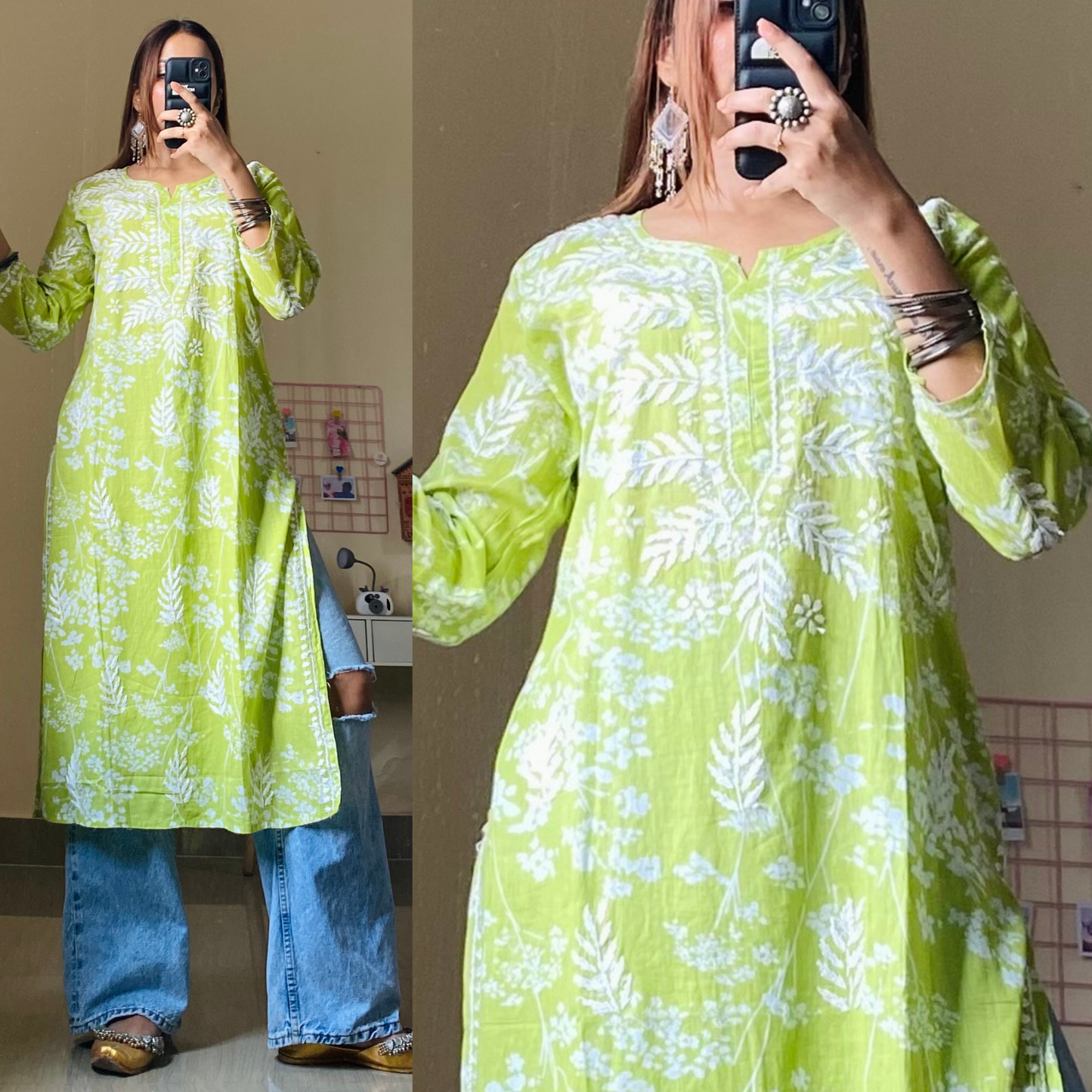 Alizeh Malmal Cotton Chikankari Kurti