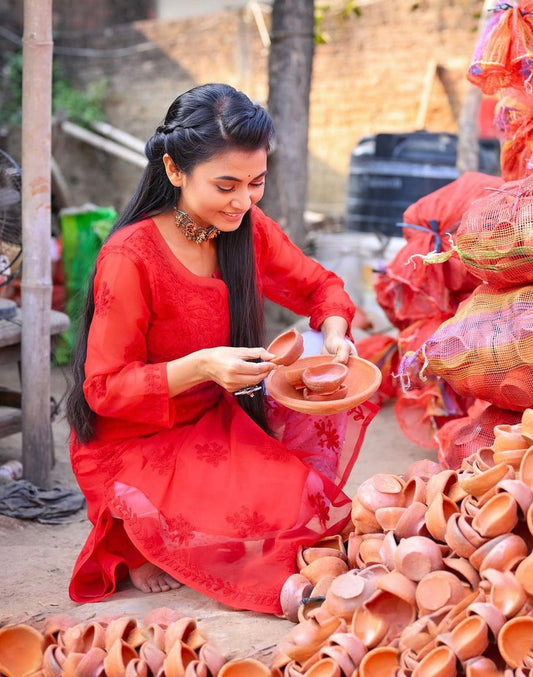 Aimee Baruah in Aari Kurti-Red