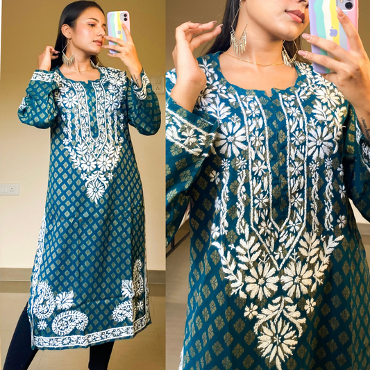 Jackot Chikankari Stright Kurti