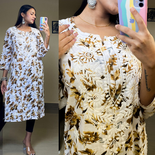 Malmal Chikankari Kurti