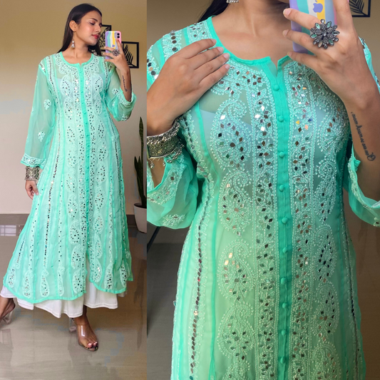 Heavy Handwork Anarkali with Mirror work